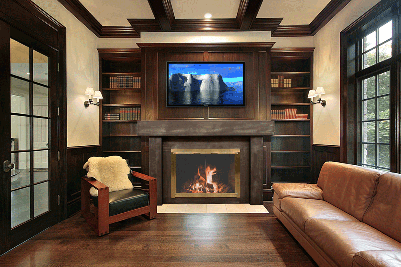 PostAndBeam fireplace mantel